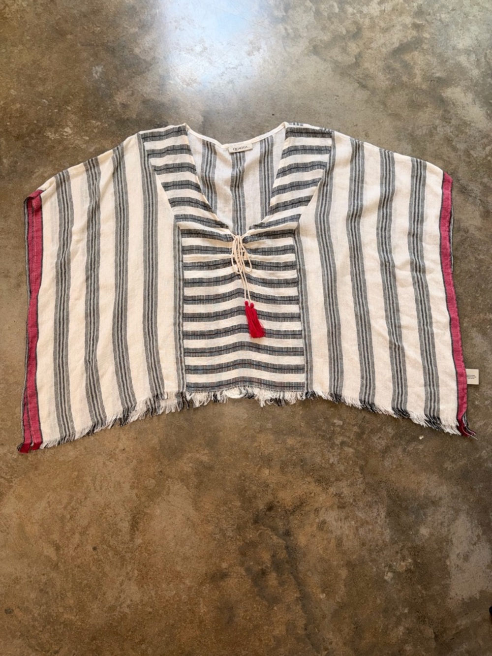 Quagga - Boho Striped Oversized Top Tassel Tie Lightweight Size L